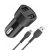 Porodo Dual Port car charger 3.4A with micro cable 0.9M-Black[5432]